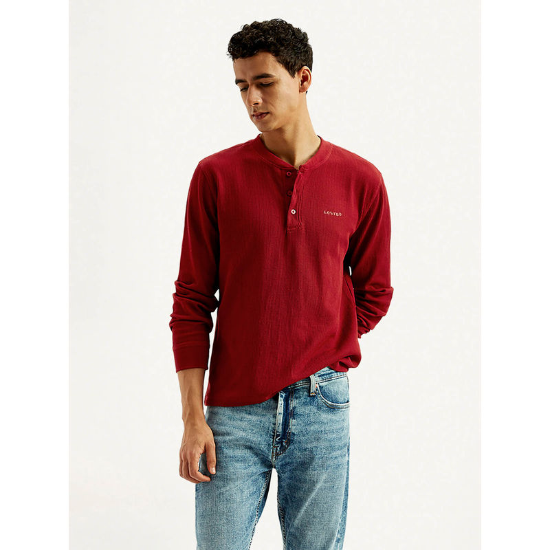 Levi's Mens Solid Henley Neck T-Shirt (M)