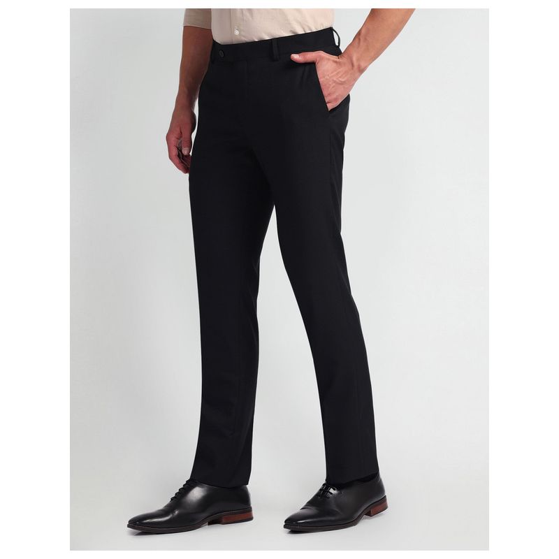 Arrow Black Mid Rise Tapered Fit Trousers (38)