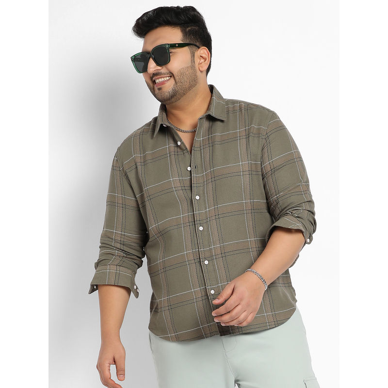 Instafab Plus Mens Olive Maxi Tartan Plaid Shirt (3XL)
