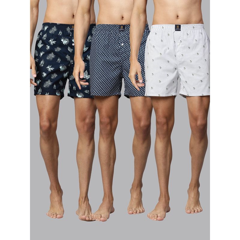 Urban Scottish Men's Multicolor Print Pure Cotton Boxers (Pack of 3) (S)