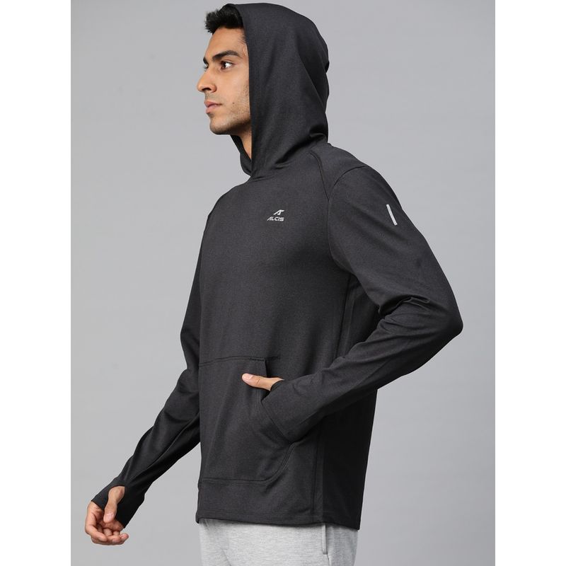Alcis Black Men Dynamic Fit Hooded Sweatshirt (L)