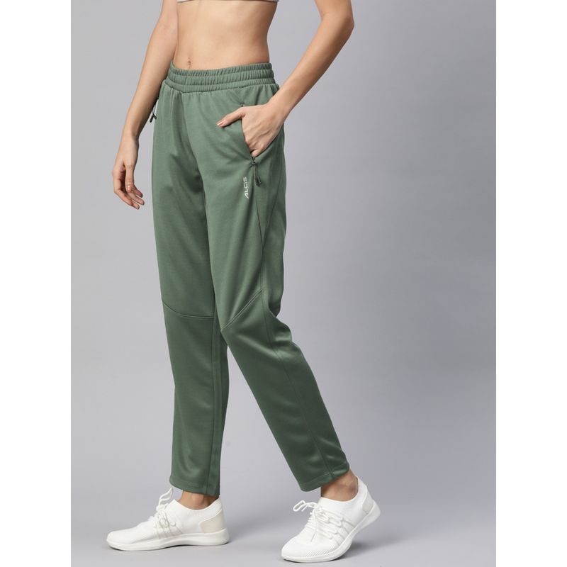 Alcis Green Women Slim Fit Hyper Hue Performance Reflective Track Pant (L)