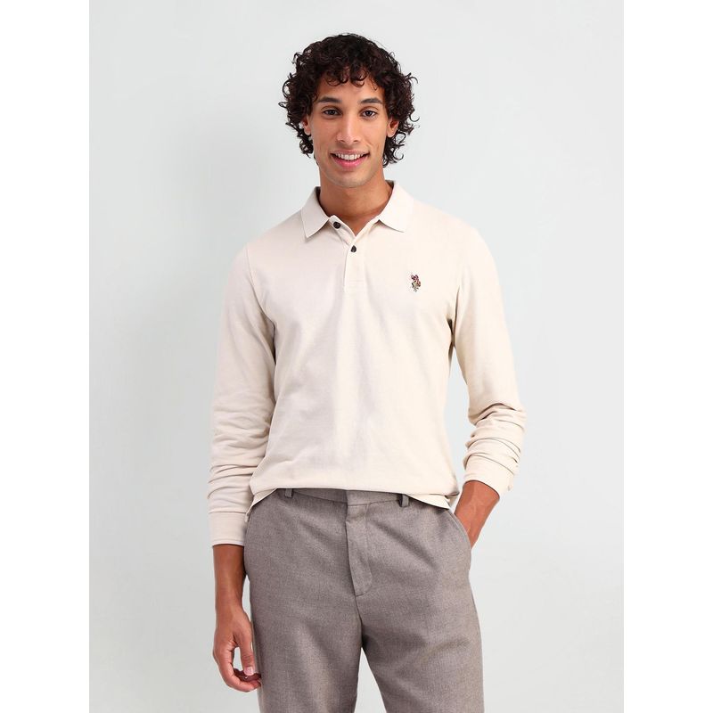 U.S. Polo Assn. Denim Co. Cream Muscle Fit Pure Cotton Polo Shirt (2XL)