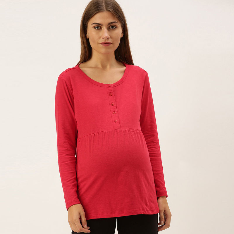 Nejo Feeding/Nursing Maternity Sleep Top - Red (XXL)