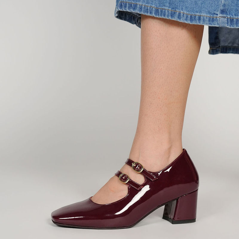 Theater Women Kelly High Noon Burgundy Mary Jane Heels (EURO 42)
