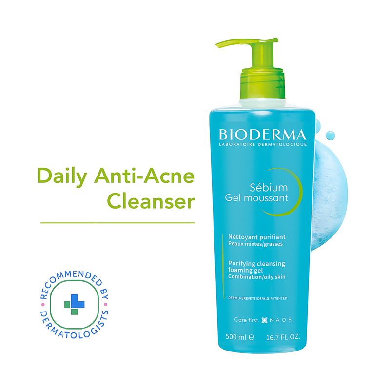Bioderma Cleanser - Sebium Gel Moussant - Acne Defence Cleanser For Oily Acne Prone Skin