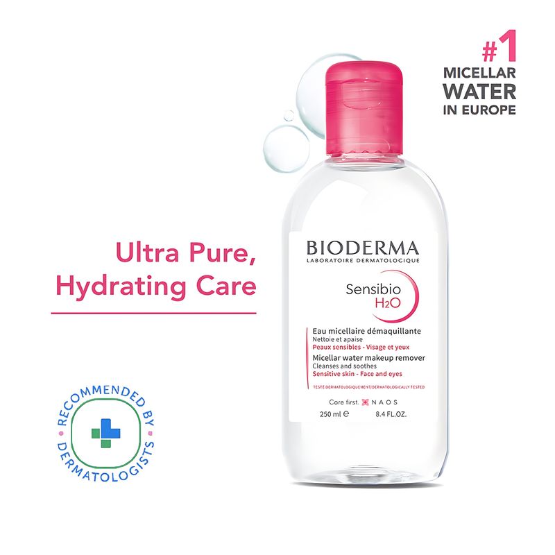 Bioderma Dermatological Micellar Water Sensibio H2O - Gently Removes Makeup Prevents Clogged Pores