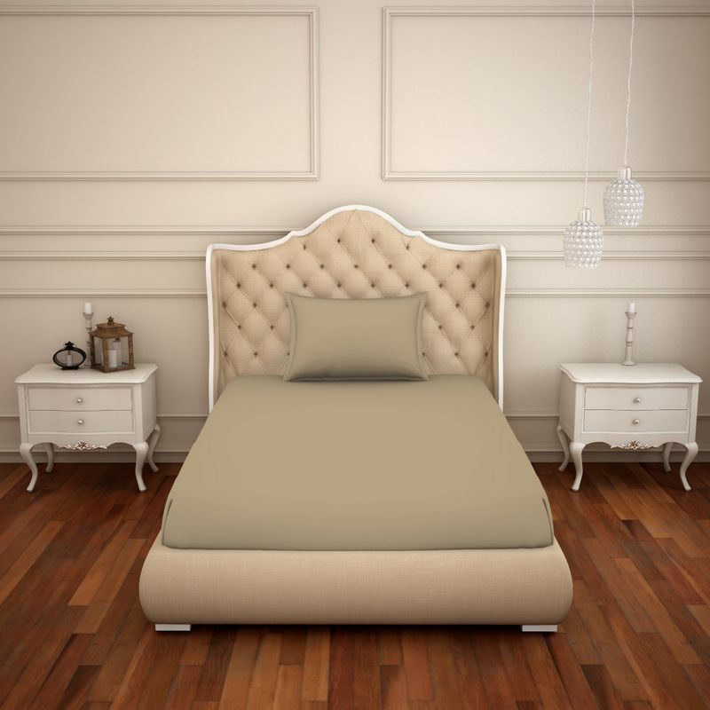 Buy Welspun Cotton Rich Bedsheets Single Dry (Solid 152 Cm x 228 Cm x 43 Cm x 68 Cm) Light Brown
