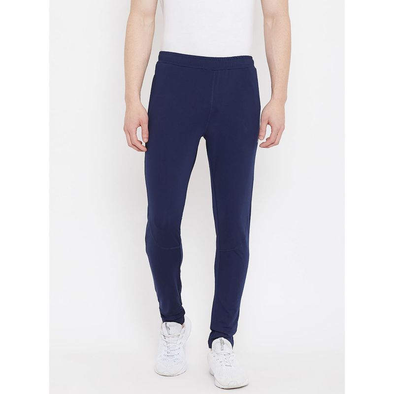 Athlisis Men Navy Blue Solid Slim-Fit Track Pants (L)
