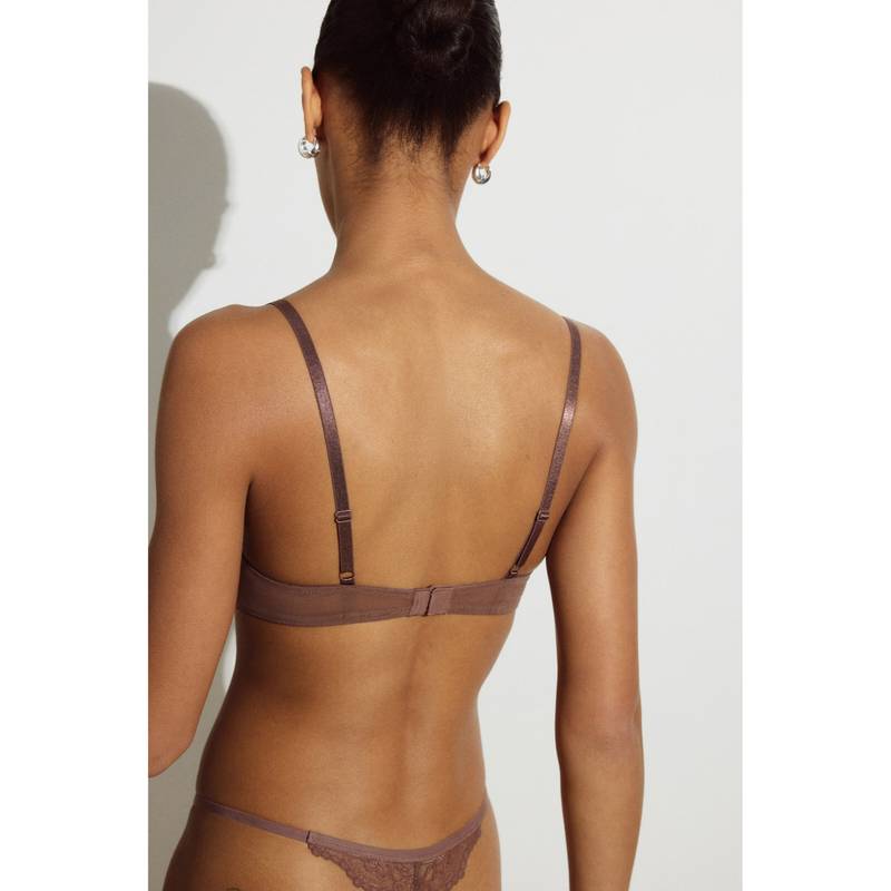 H&M Women Brown Lace Push-Up Bra (34B)