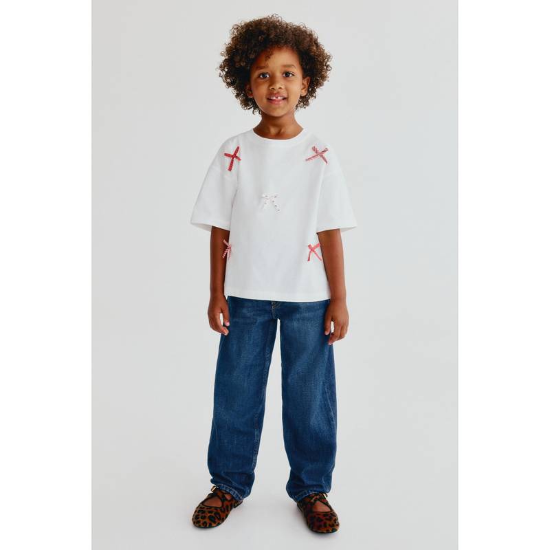 H&M Girls Blue Relaxed Paper Bag Jeans (1.5-2 Years)