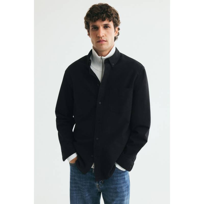 H&M Men Black Regular Fit Oxford Shirt (S)
