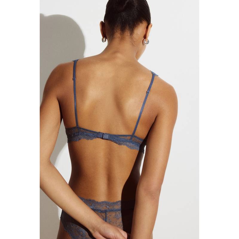 H&M Women Blue Padded soft lace bralette (XS)