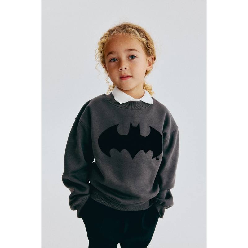 H&M Boys Grey Printed Brushed-Inside Sweatshirt (1.5-2 Years)