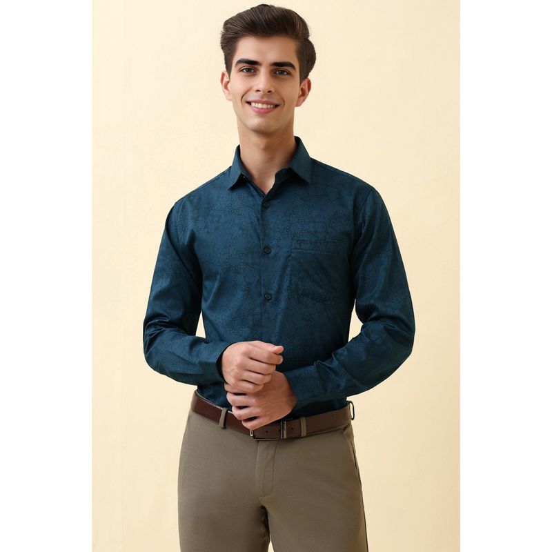 Allen Solly Men Navy Blue Printed Formal Shirt (38)