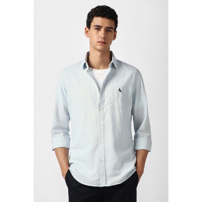 Van Heusen Men Blue Solid Casual Shirt (42)