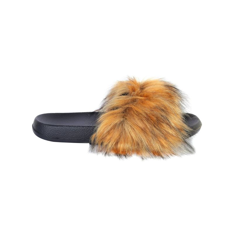 Zori World Cuddles - Solid Black Faux Fur Slides (EURO 38)