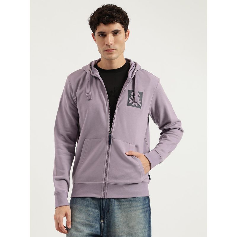 United Colors of Benetton Purple Relaxed Fit Hooded Neck Hoodie (XL)