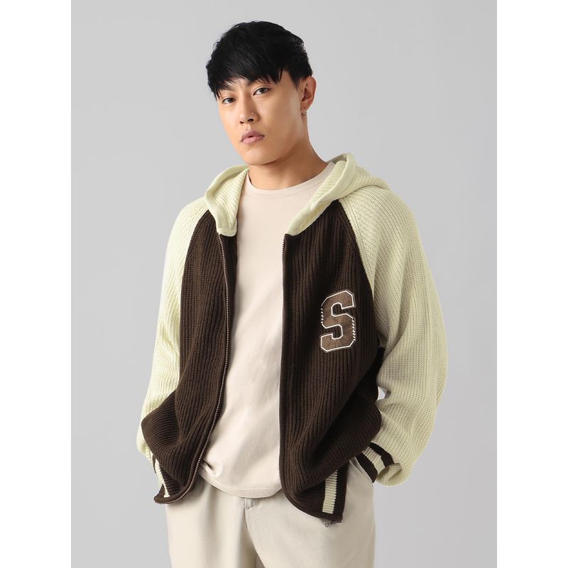 The Souled Store Dune Brown Men Oversized Cardigan (XS)
