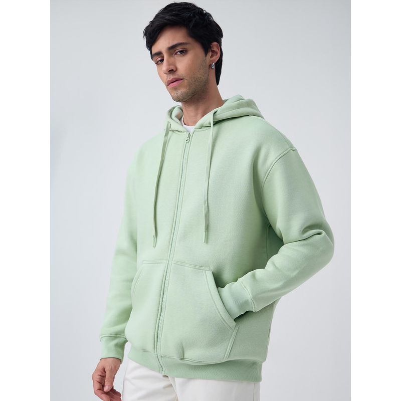 The Souled Store Mist Green Men Oversized Hoodie (M)