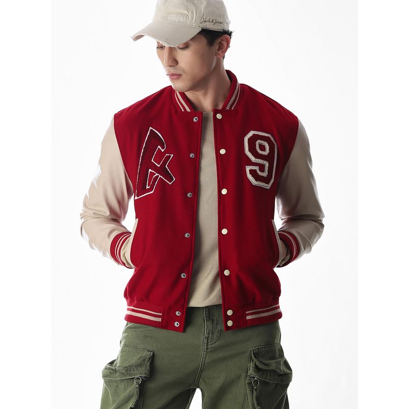 Jack & Jones Men Regular Fit Red Jacket (L)