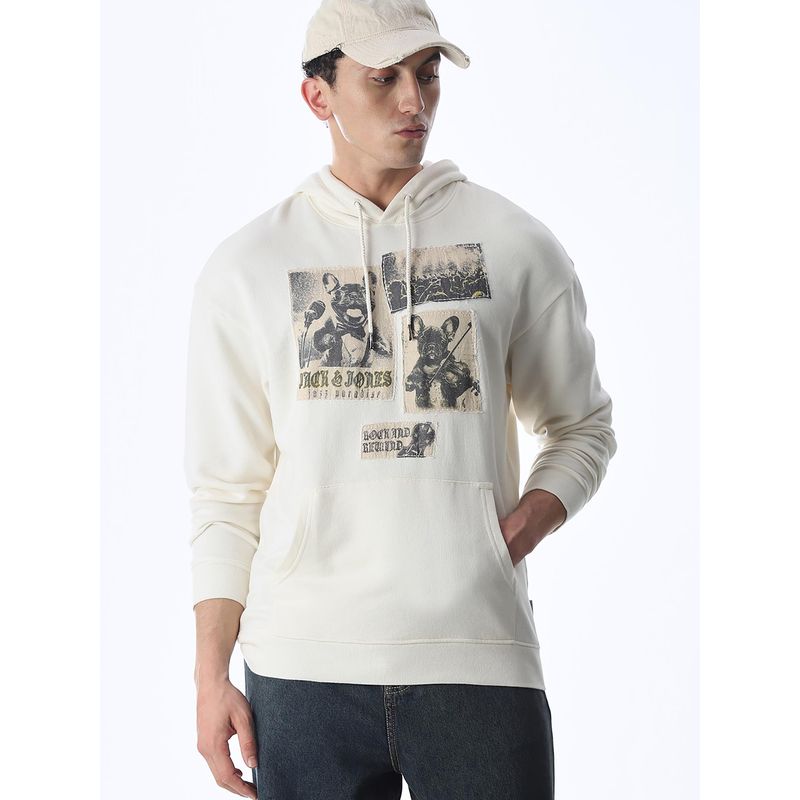 Jack & Jones Men Oversized White Hoodie (S)