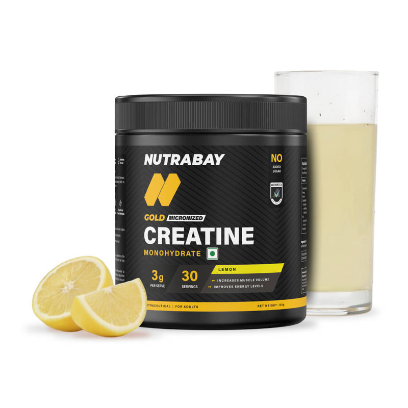 Nutrabay Gold Micronised Creatine Monohydrate Powder - Lemon