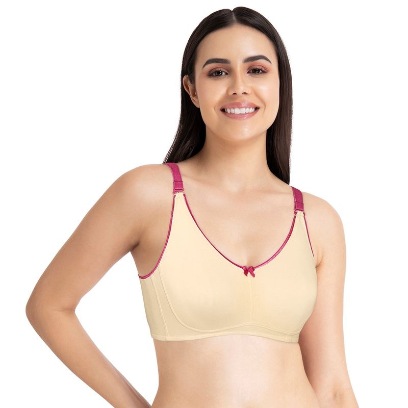 Amante Solid Non Padded Non-Wired Full Coverage T-Shirt Bra - Peach (32C)