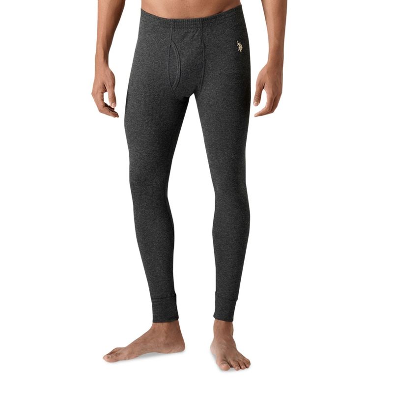 U.S. POLO ASSN. Men Dark Grey I753 Snug Fit Heathered Thermal Pants (M)