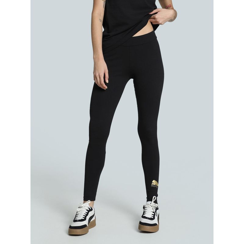 Puma METALLIC Womens Black Tights (XL)