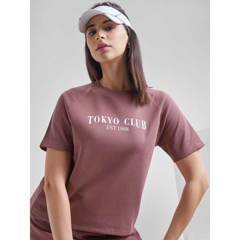 TOKYO TALKIES Women Purple Printed Boxy T-Shirt (M)