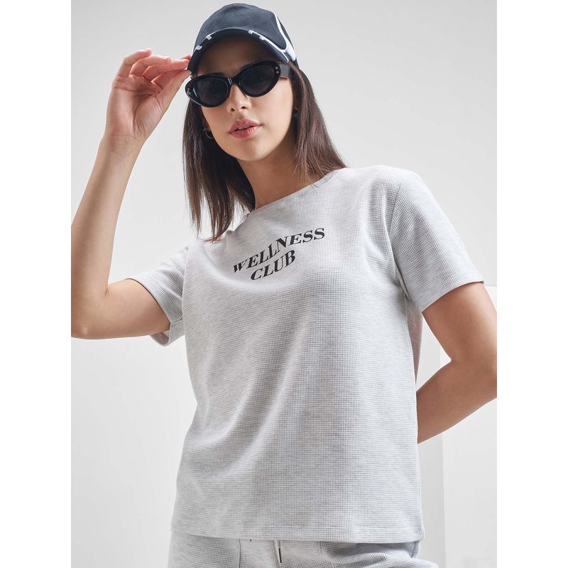 TOKYO TALKIES Women Grey Printed Boxy T-Shirt (M)