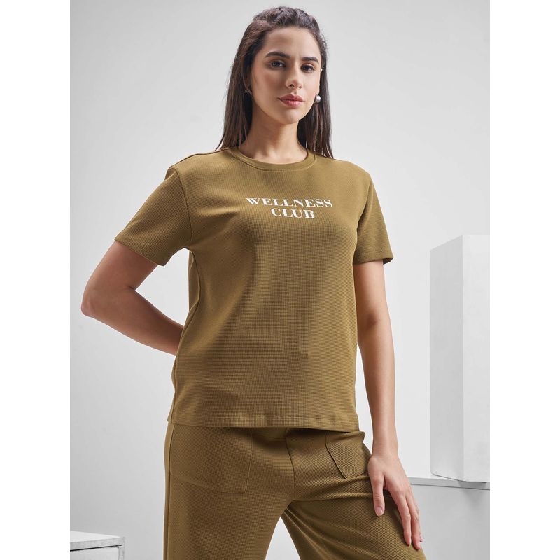 TOKYO TALKIES Women Brown Printed Boxy T-Shirt (M)