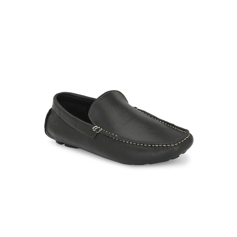 Hitz Men's Black Leather Slip On Loafer Shoes (EURO 43)