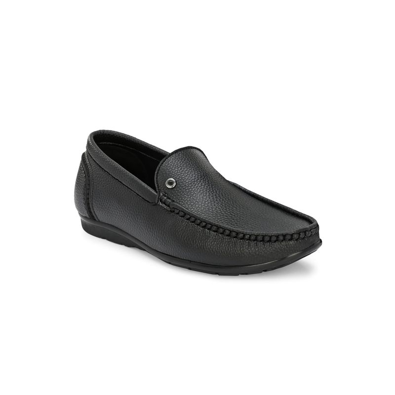 Hitz Men's Black Synthetic Slip-On Comfort Loafer Shoes (EURO 40)