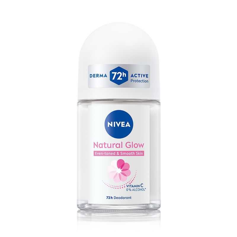 NIVEA Natural Glow Even Toned Vit C & 0% Alcohol Deo Underarm Roll On 72Hr Active Protection