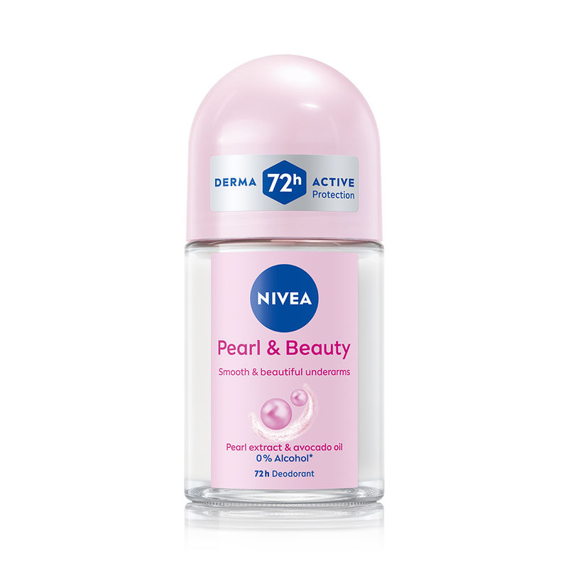 Nivea 72H Active Protection With Pearl Extract Deo Underarm Roll On -Smooth Skin,Odor Protection