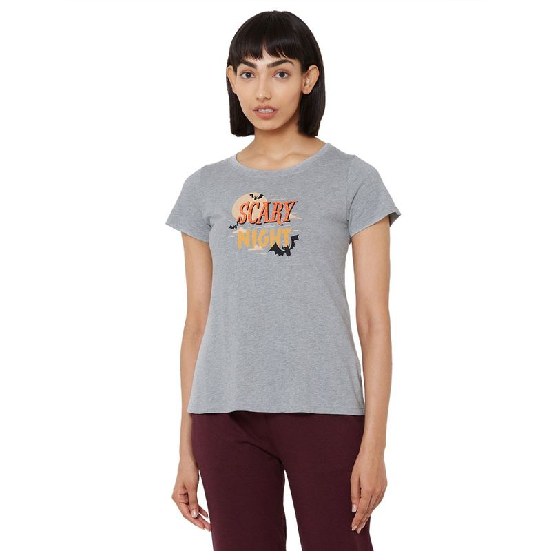 SOIE Women's Soft Cotton Modal Lounge T-shirt - Grey (L)