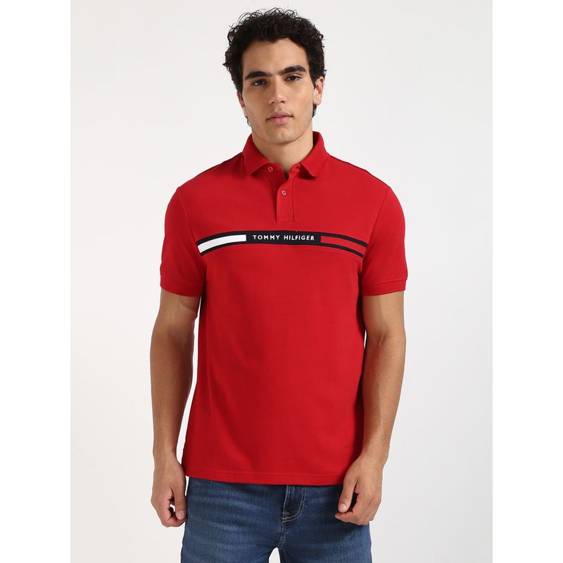 Tommy Hilfiger Mens Red Polo T-Shirt (M)