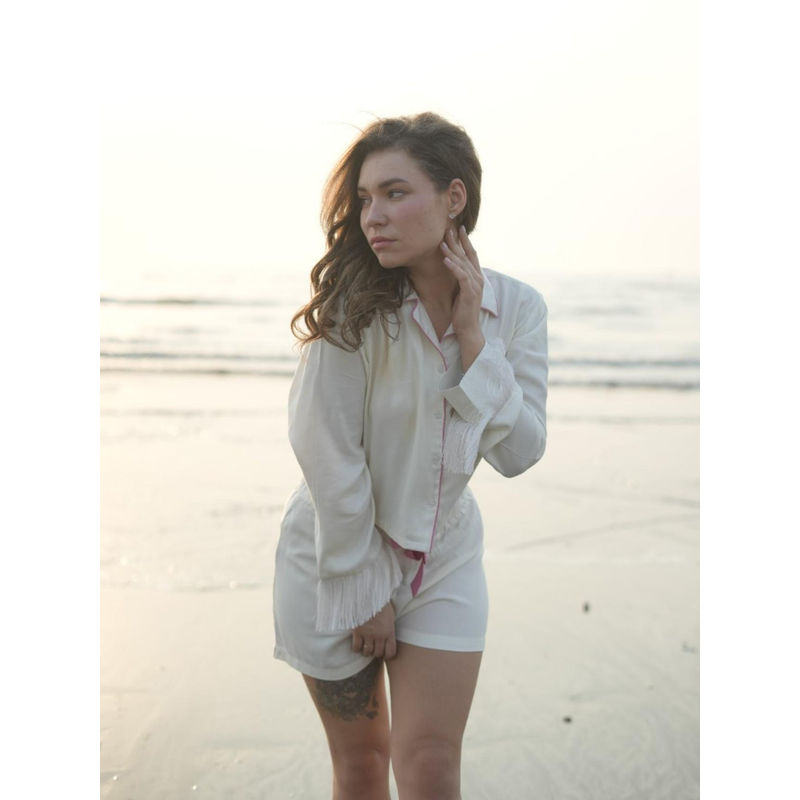 Ammarzo Ivory Whip Luxe Viscose Sleepwear Set for Women (M)