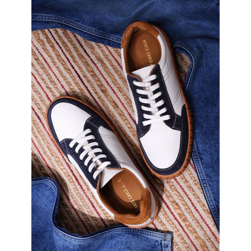 Monte Carlo Men White Lace Ups Genuine Leather Sneakers (UK 10)