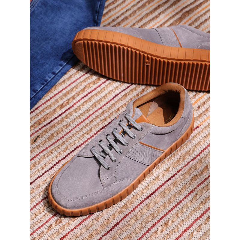 Monte Carlo Men Grey Lace Ups Genuine Leather Sneakers (UK 9)