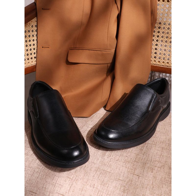 Monte Carlo Men Black Leather Slip On Loafers (UK 6)