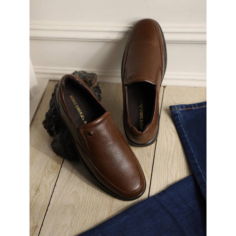 Monte Carlo Brown Comfort Slip On Formal Loafers for Men (UK 6)