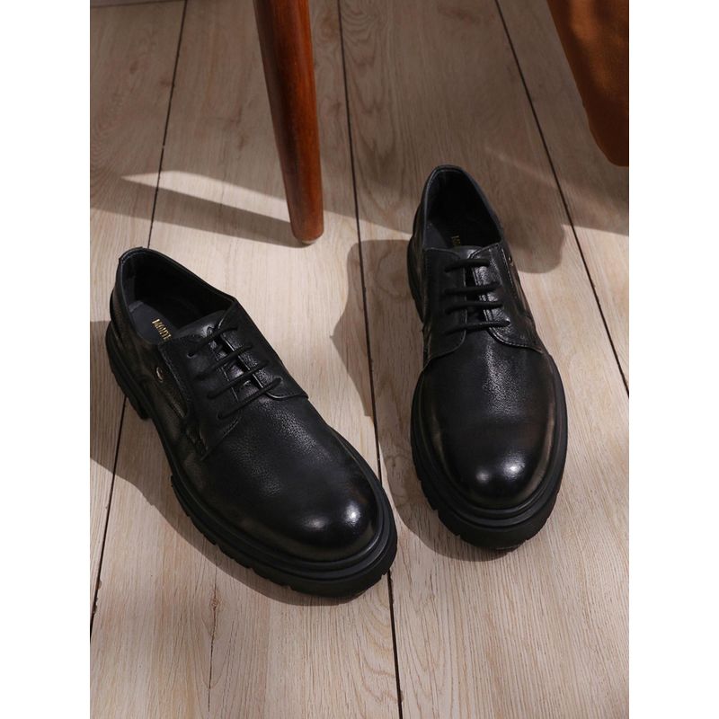 Monte Carlo Men Black Lace Ups Leather Chunky Oxfords (UK 8)