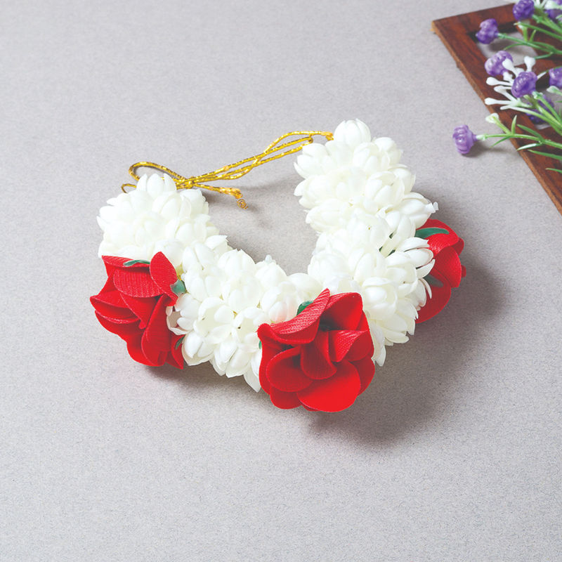 Buy Golden Peacock Women White Artificial Jasmine Flower Juda Gajra Online