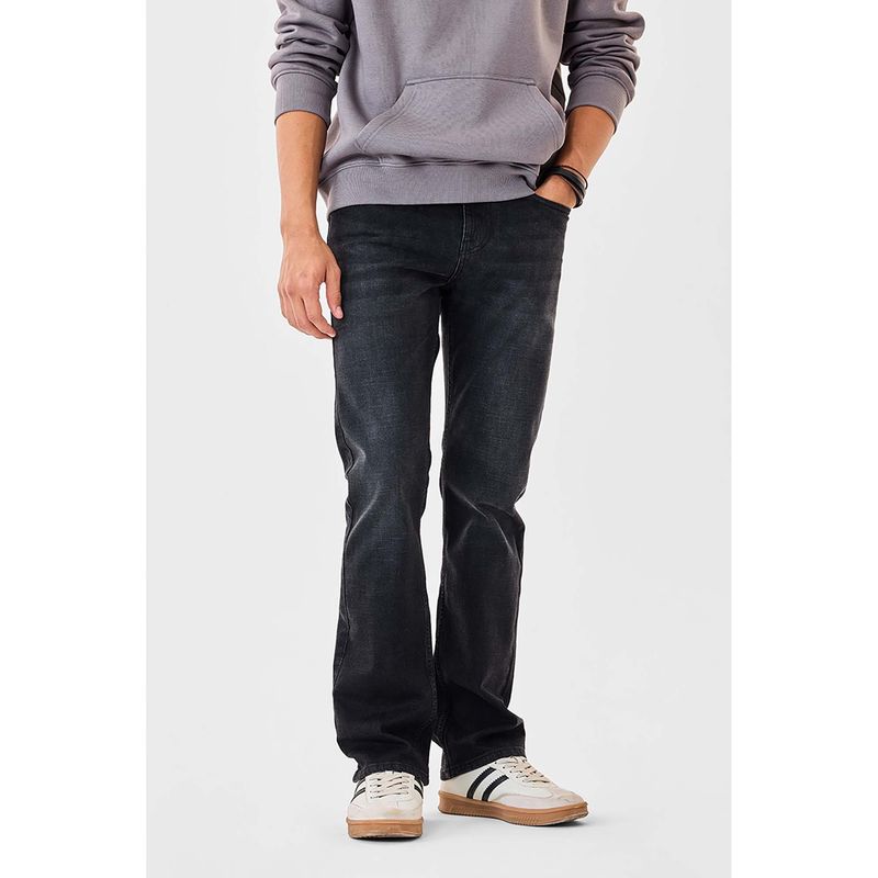 Snitch Grey Solid Straight Fit Jeans (38)