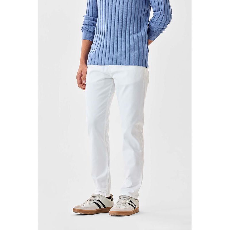 Snitch White Solid Slim Fit Jeans (38)