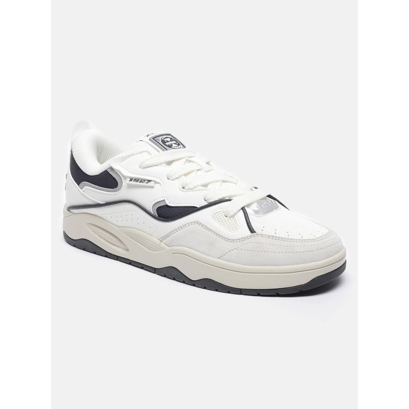 Xtep Canvas White Carbon Black Light Heather Grey Classic Sneakers (UK 6.5)