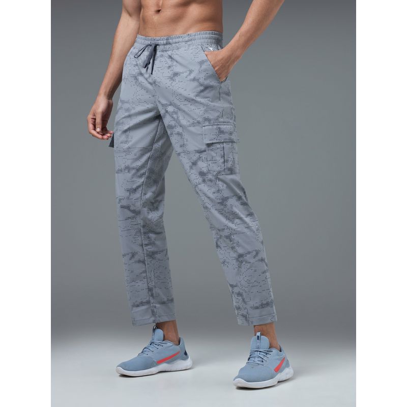 Technosport Men Printed Straight Fit Sports Cargo Blue Track Pant (2XL)